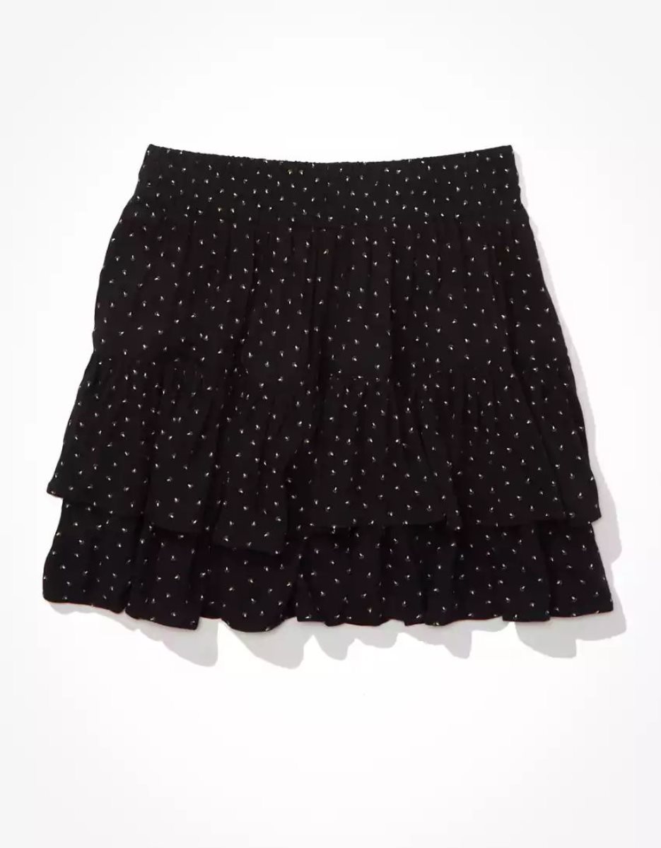 Jupes American Eagle AE Tiered Ruffle Tie-Taille Floral Mini Noir Femme | AEI-31586279